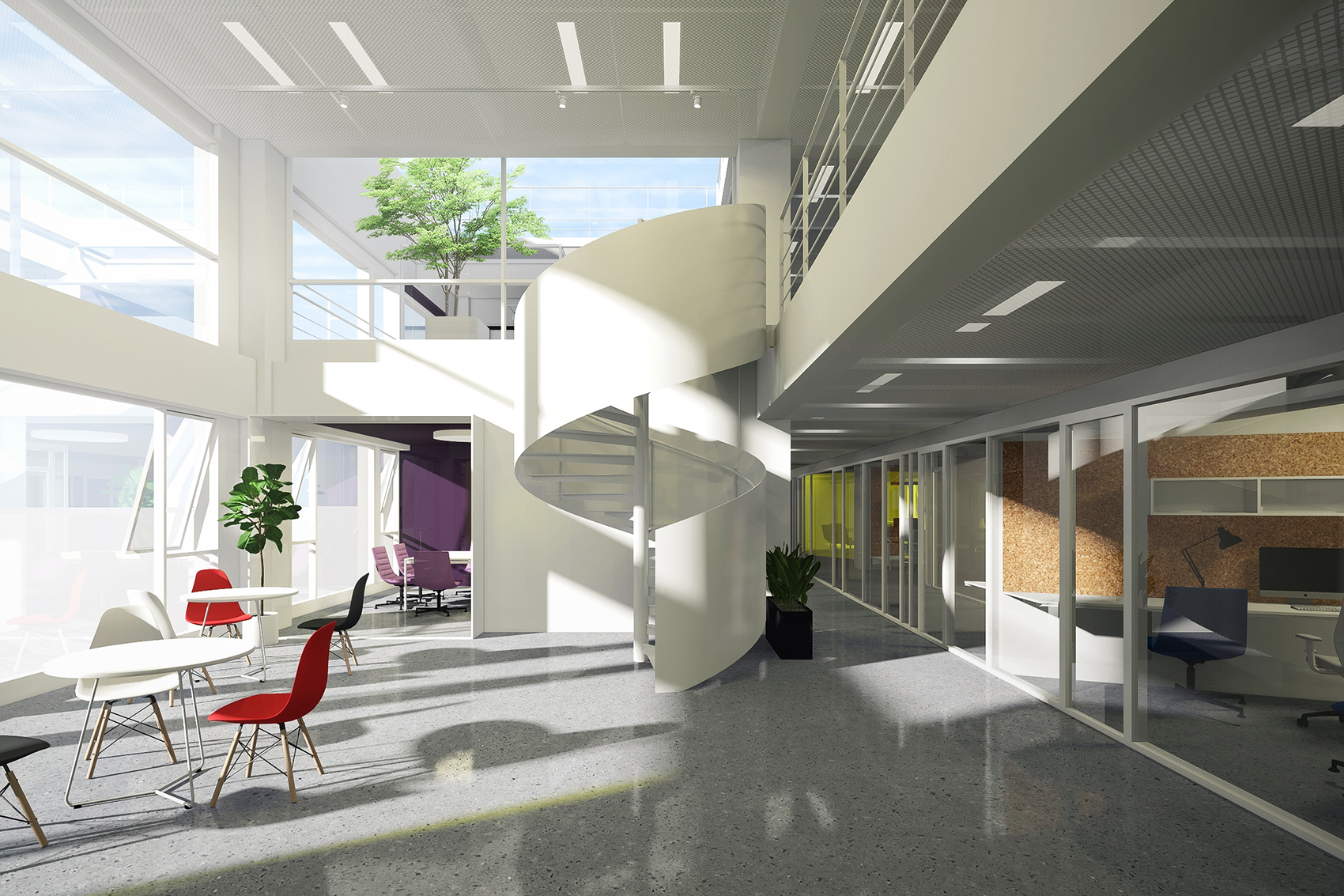 4-01 由五樓大廳看六樓庭院  Viewing 6F courtyard from 5F hall  ?柯笠建筑 Atelier LI.jpg